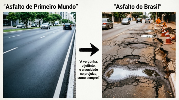 Asfalto de Primeiro Mundo vs. Asfalto do Brasil: A vergonha, o jeitinho, e a sociedade no prejuizo, como sempre!