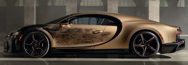 Bugatti lateral ouro